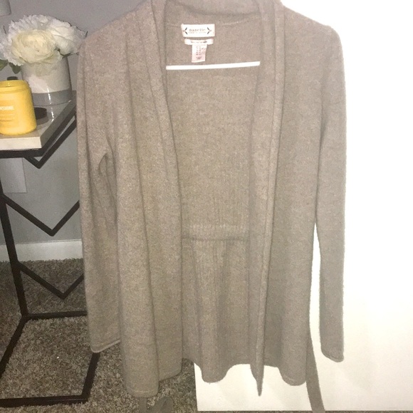 NWOT Nanette Lepore 100% 2-ply CASHMERE long Cardigan Sweater tan - Picture 4 of 8